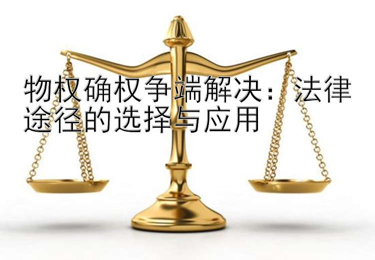 物权确权争端解决：法律途径的选择与应用