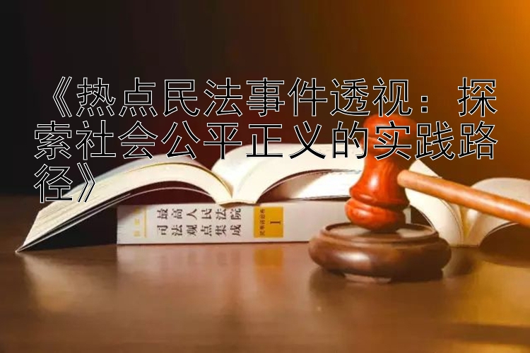 《热点民法事件透视：探索社会公平正义的实践路径》