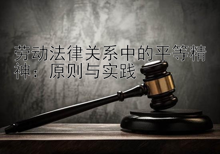 劳动法律关系中的平等精神：原则与实践