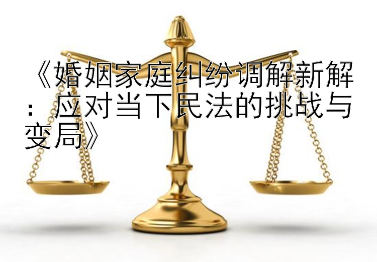 《婚姻家庭纠纷调解新解：应对当下民法的挑战与变局》