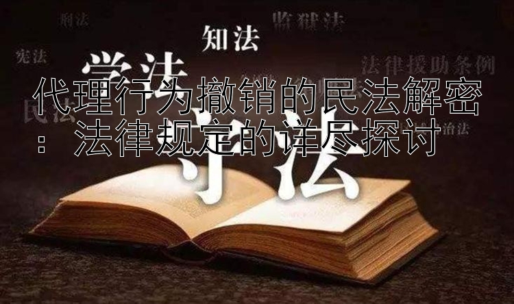 代理行为撤销的民法解密：法律规定的详尽探讨