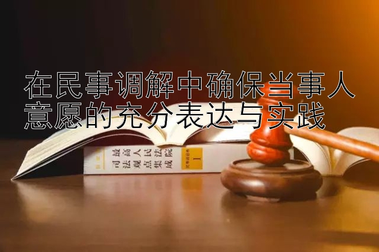 在民事调解中确保当事人意愿的充分表达与实践