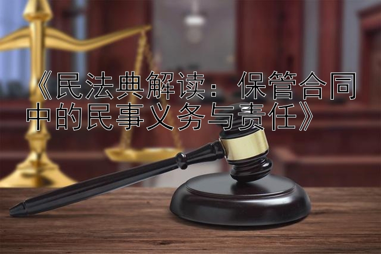 《民法典解读：保管合同中的民事义务与责任》