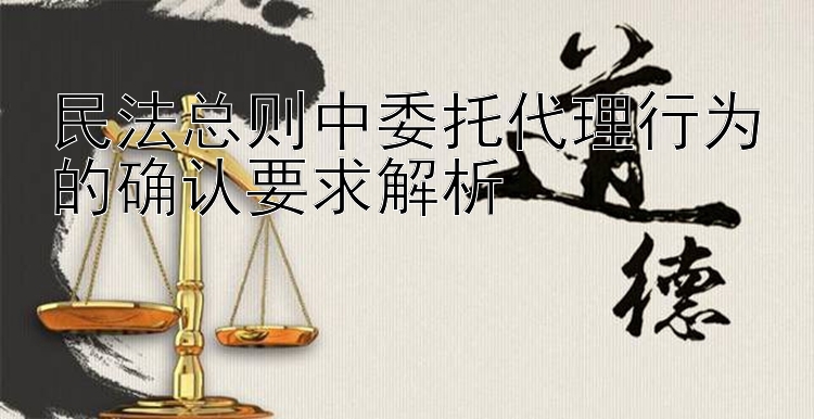 民法总则中委托代理行为的确认要求解析