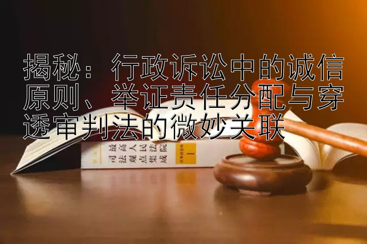 揭秘：行政诉讼中的诚信原则、举证责任分配与穿透审判法的微妙关联