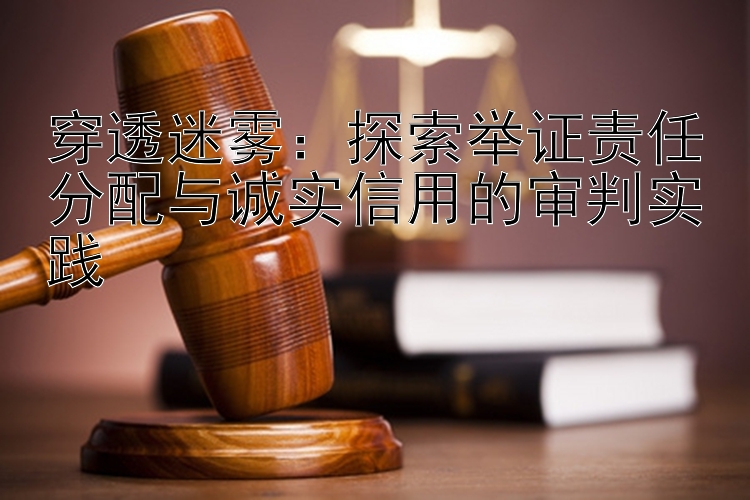 穿透迷雾：探索举证责任分配与诚实信用的审判实践