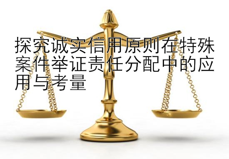 探究诚实信用原则在特殊案件举证责任分配中的应用与考量