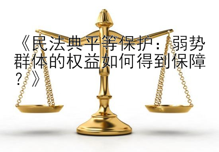 《民法典平等保护：弱势群体的权益如何得到保障？》