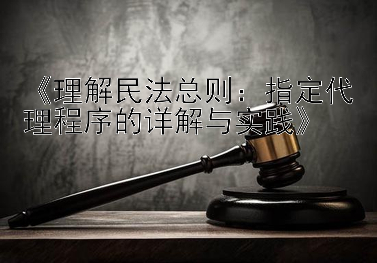 《理解民法总则：指定代理程序的详解与实践》