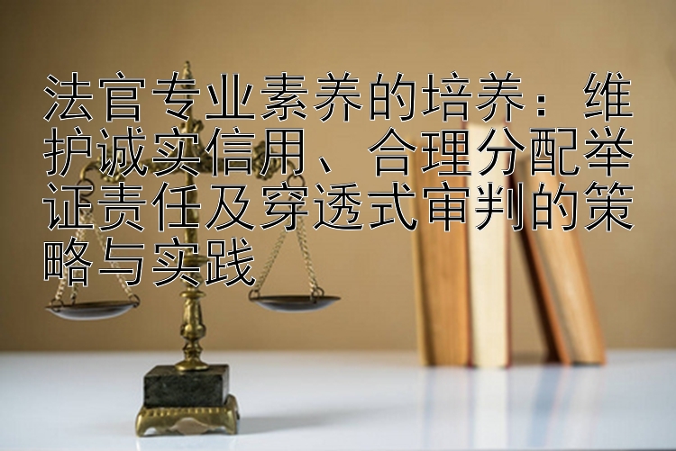 法官专业素养的培养：维护诚实信用、合理分配举证责任及穿透式审判的策略与实践