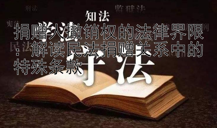 捐赠人撤销权的法律界限：解读民法捐赠关系中的特殊条款