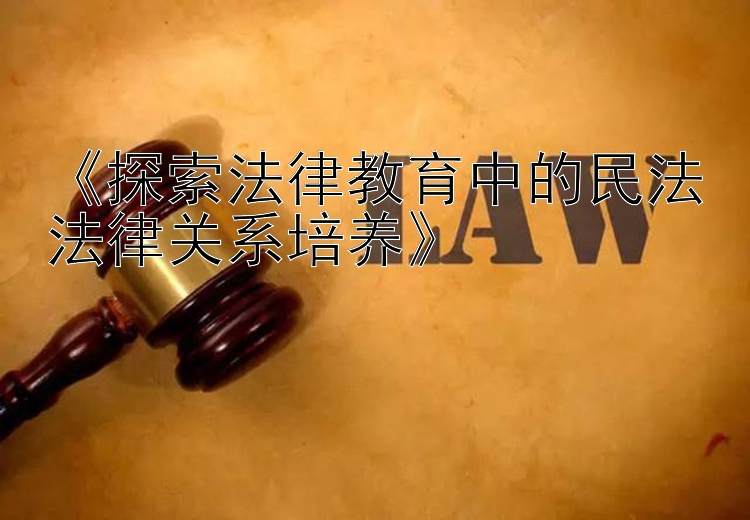 《探索法律教育中的民法法律关系培养》