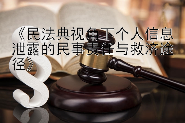 《民法典视角下个人信息泄露的民事责任与救济途径》